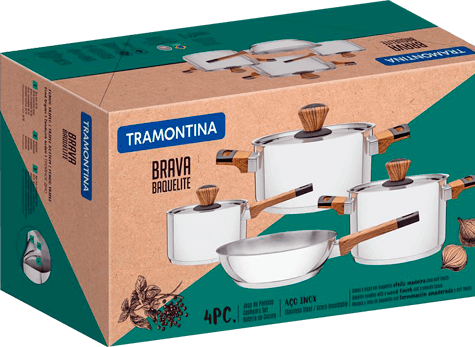 Conjunto Panelas Tramontina Brava 4 Peças Aço Inox