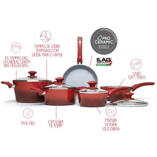 Conjunto de Panelas Brinox Ceramic Life 4.5