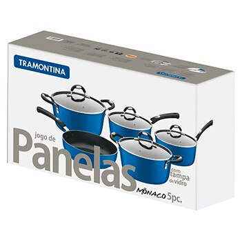conjunto de panelas Tramontina Mônaco 20899150 Azul 5 peças caixa
