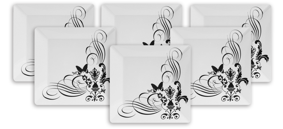 Conjunto Pratos Rasos Oxford Biona Tatoo porcelana utensílios