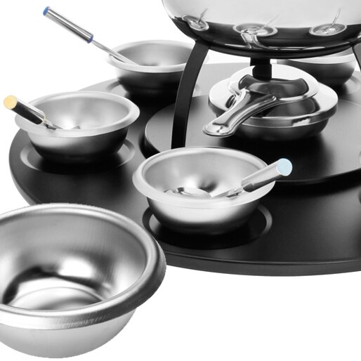 conjunto fondue giratorio wlf128 inox 23 pecas potinhos bandeja