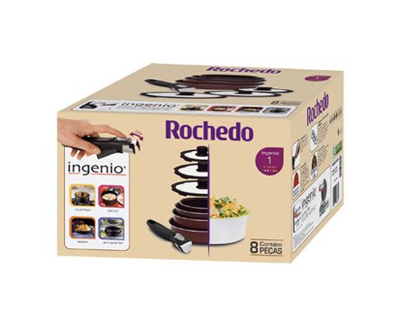 Cozinhar ficou mais fácil com o conjunto Rochedo Ingenio - Sistema antiaderente impede que os alimentos fiquem grudados nas panelas