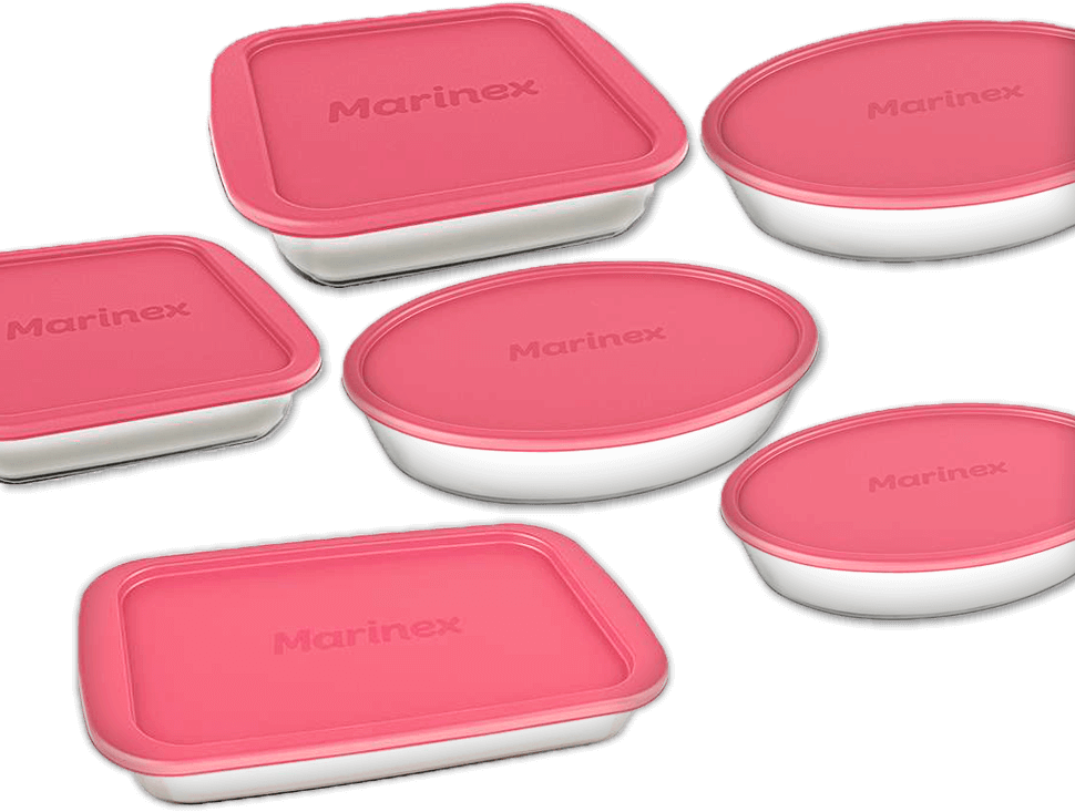 Conjunto Assadeiras Vidro Marinex Tampa 6 Peças