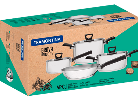 Conjunto Panelas Tramontina Brava 4 Peças Aço Inox