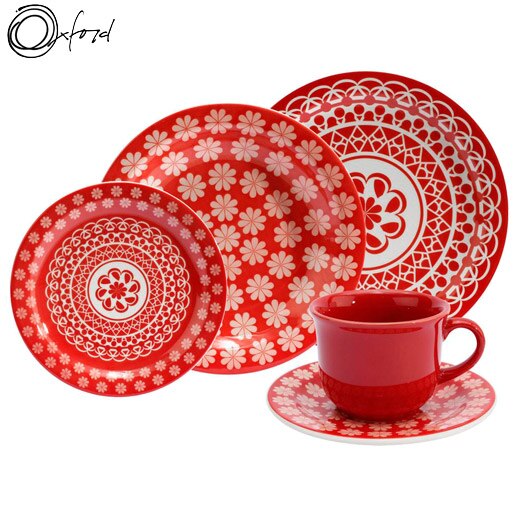 Aparelho Jantar Chá Oxford Daily Floreal Renda 30 peças porcelana cerâmica xícaras pratos café chá