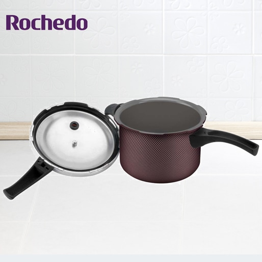 Sem deformação no fundo da sua panela de pressão Panela de Pressão Rochedo Turbo Top Revestida Grená revestimento interno externo