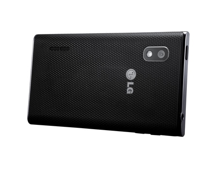 O celular desbloqueado LG Optimus L5 Preto, na horizontal