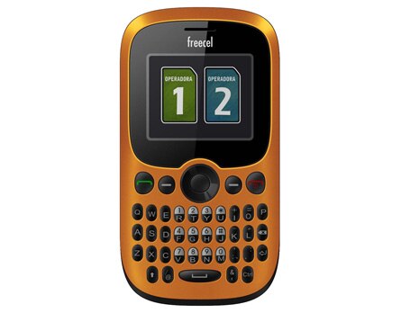 O celular desbloqueado Freecel 1440 Free One Laranja, de frente