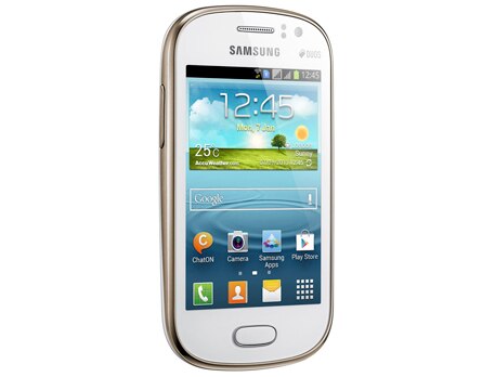 celular desbloqueado Samsung Galaxy Fame Duos Branco em pé