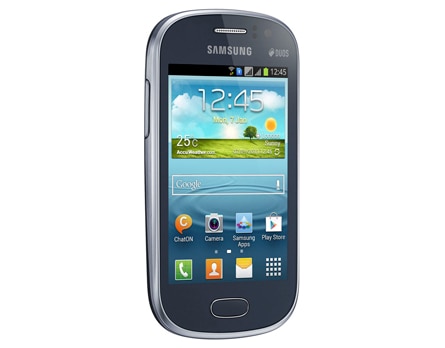 celular desbloqueado Samsung Galaxy Fame Duos Preto inclinado