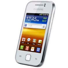 celular desbloqueado Samsung Galaxy Y GR S5360 Branco inclinado