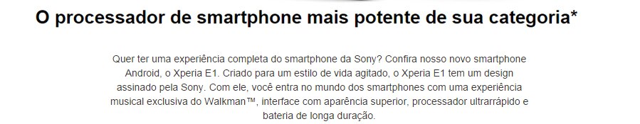 Smartphone Sony Xperia E1 processador 1,2 GHz