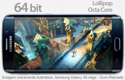 smartphone samsung galaxy s6 edge tela curva 5.1 polegadas processador octa core android lollipop arquitetura 64 bits