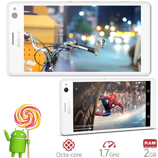 smartphone selfie sony xperia c4 dual 5.5polegadas branco processador octa core android lollipop ram 2gb