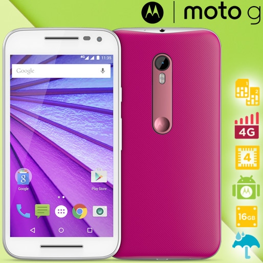 smartphone motorola moto g terceira geracao 4g dual chip rosa branco