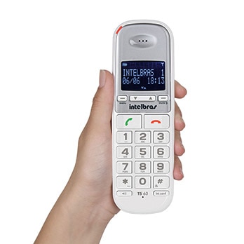 telefone Intelbras sem fio digital TS 63V Branco ergonomia
