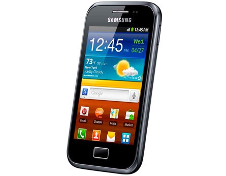 celular desbloqueado Samsung Galaxy Ace Plus S7500 Dark Blue inclinado