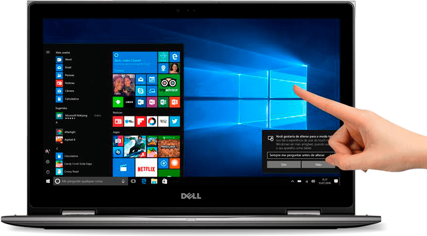 Notebook 2 x 1 Dell Inspiron I155578B10C Cinza