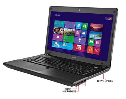 Notebook CCE X325 Intel® Core™ i3-2328M 2GB 500GB Gravador de DVD Leitor de Cartões HDMI Wireless Webcam LED 14” Windows 8