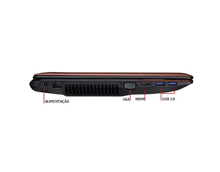 notebook Asus K45A VX142H conexões