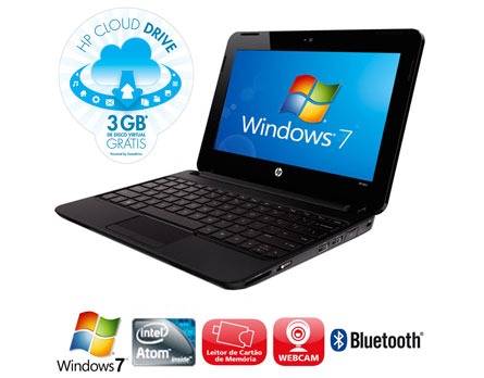 Sistema operacional de última geração - Netbook HP Mini 110-3120br preto vem com Windows 7