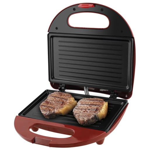 Sanduicheira Grill Britânia Crome Inox Vermelha Revestimento Cerâmico