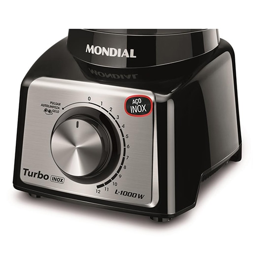 Simples de manusear Liquidificador Mondial Turbo Inox L-1000 BI porta-fio