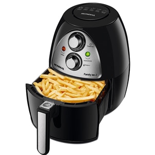 Fritadeira Elétrica Mondial Family Air Fryer NAF 03I Preto Inox design cápsula moderno Inox
