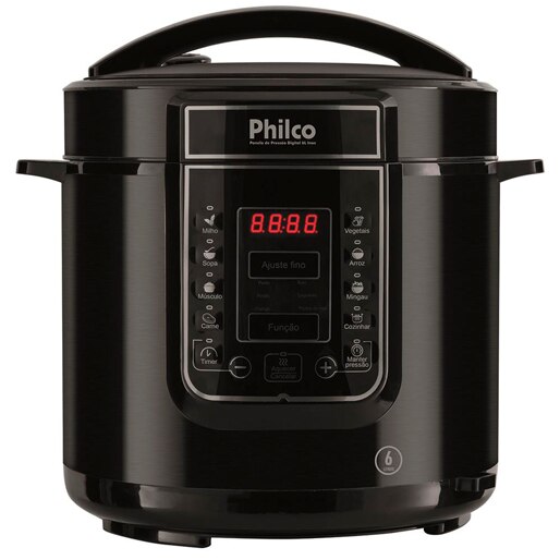 Panela Eletrica de Pressão Philco PP01 Digital 6 litros inox preto