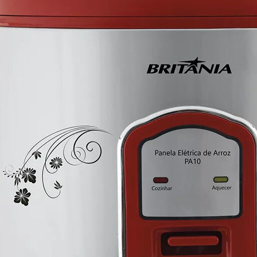 Panela Elétrica Arroz Britânia PA10 VM Vermelha estampa floral