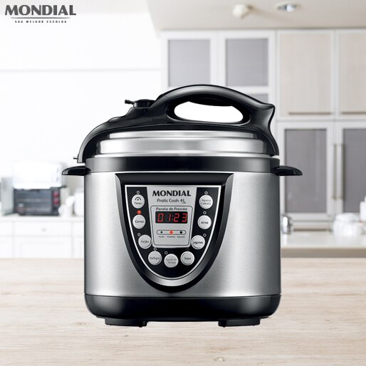 Panela Elétrica Pressão Mondial Pratic Cook Preto Inox