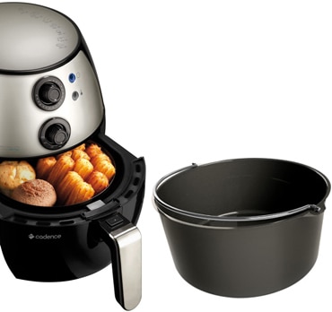 fritadeira sem óleo Cadence Light Fryer FRT500 Preta aberta