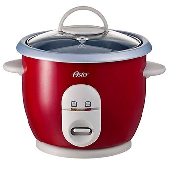 panela elétrica de arroz Oster com bandeja para vapor Vermelha