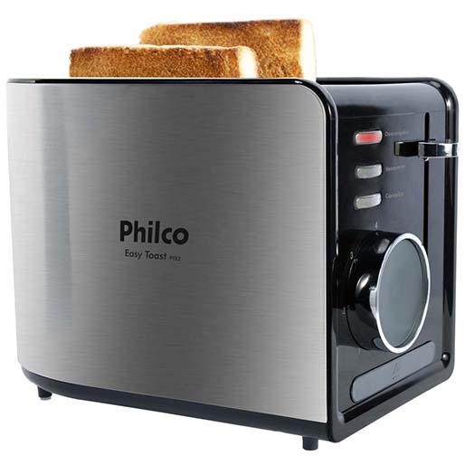 Torradeira Philco Easy Toast Aço Escovado Preto