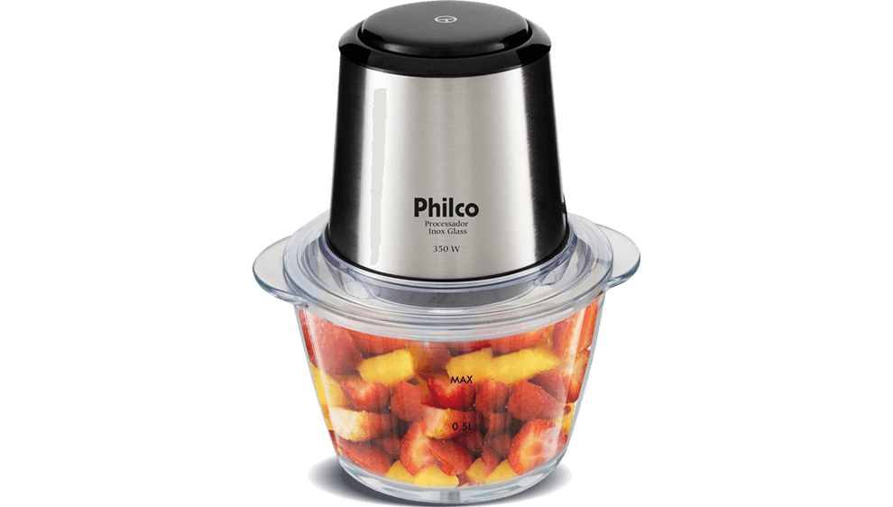 Processador de Alimentos Philco Inox Glass PPS01I compacto