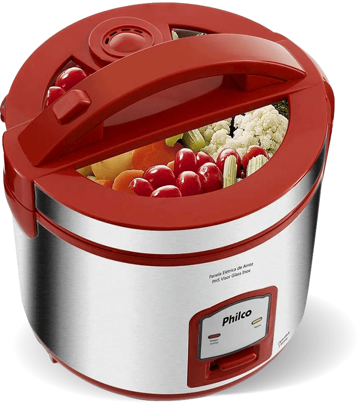 Panela Elétrica Philco P5 Visor Glass Inox 5 xícaras
