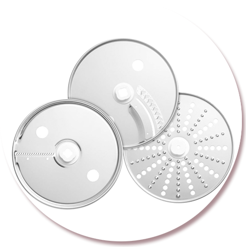 São 3 discos para executar os cortes dos alimentos Processador alimentos KitchenAid 3 discos corte fatiador ralador juliana