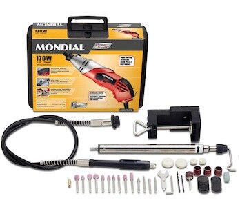 Microrretífica Mondial F-MR-01 acessórios e maleta