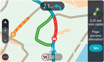 navegador gps tomtom go 500 traffic mostra caminho alternativo rapido