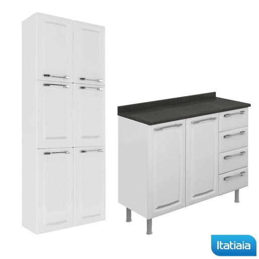 Cozinha Compacta Itatiaia Diamante paneleiro balcão aço branco