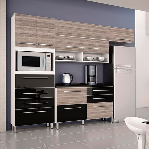 cozinha bartira glamour 4 portas 9 gavetas