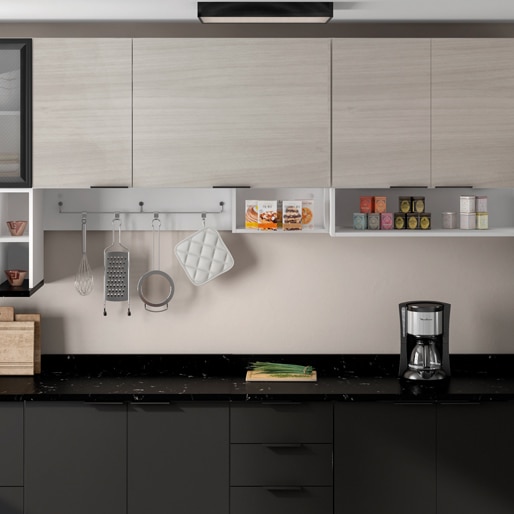 Cozinha Bartira Rubi móveis nichos portas gavetas