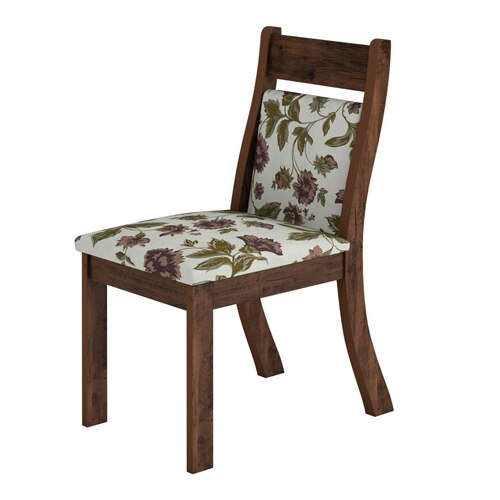 mesa Jantar 4 Cadeiras Viero Natali Bella cadeira estofado floral