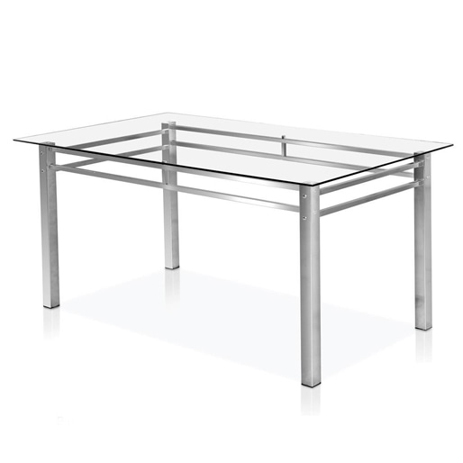 Mesa Jantar Bartira Marcela Aço Tampo Vidro