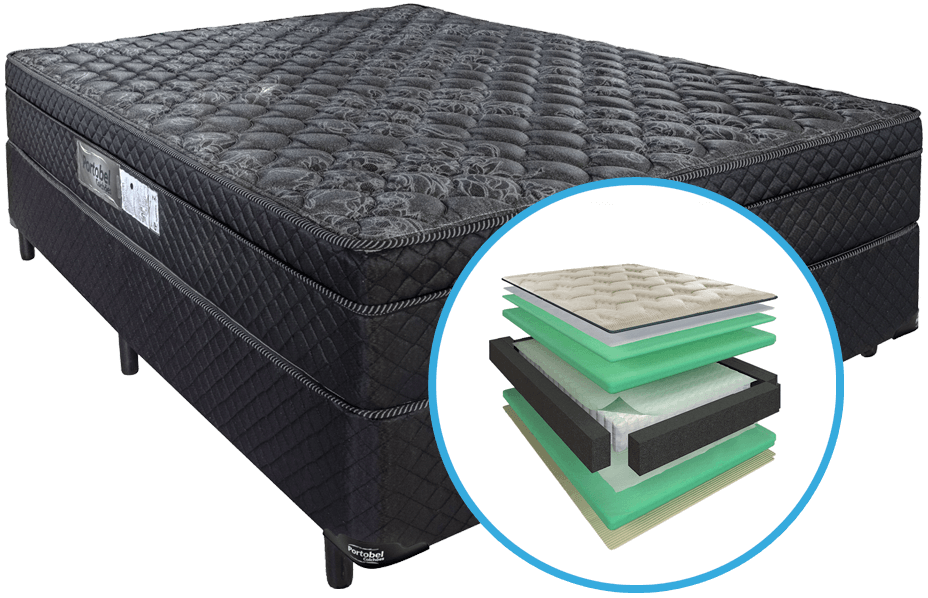 Cama Box com Colchão Portobel Diplomata Light Queen Size