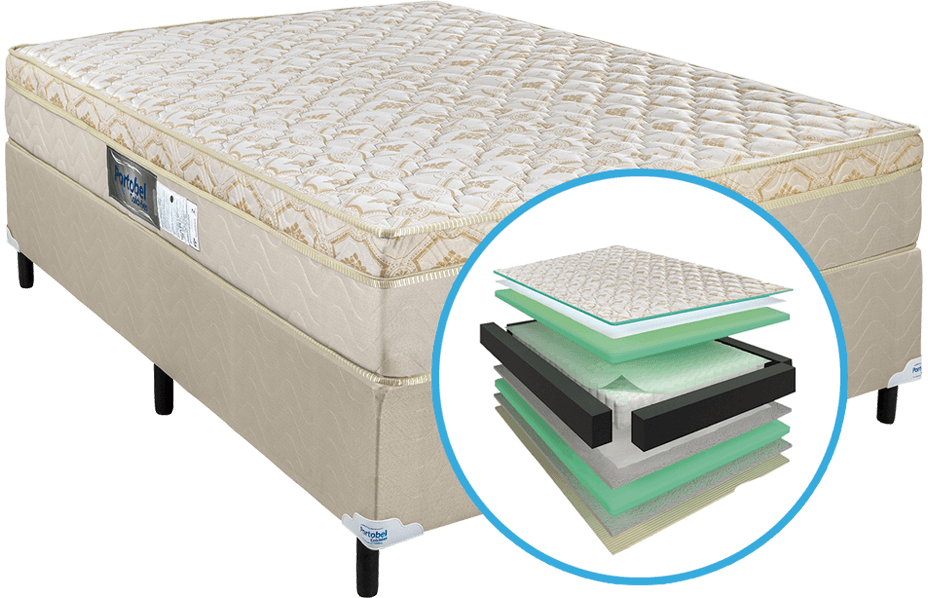 Cama Box com Colchão Portobel Diplomata Light Casal Cama Box com Colchão Portobel Diplomata Light Casal