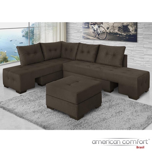 Sofá de Canto American Comfort Versátil Celta sala estar