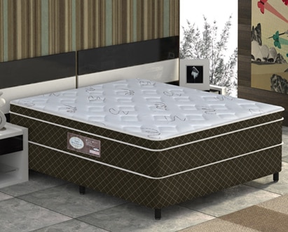 cama box conjugado casal Plumatex Lottus Branco Marrom