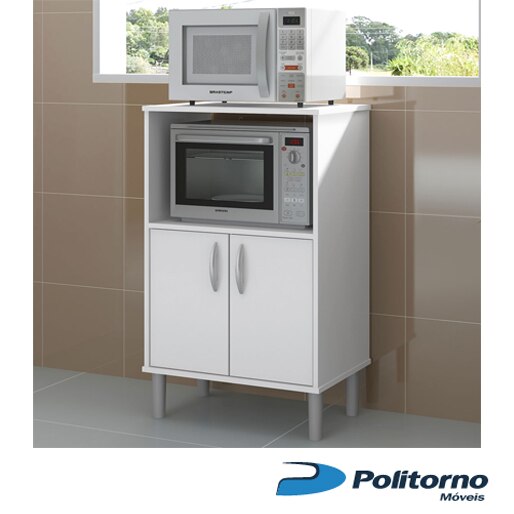 Armário Politorno Cerro Largo 2 Portas Branco móveis balcão microondas forno elétrico