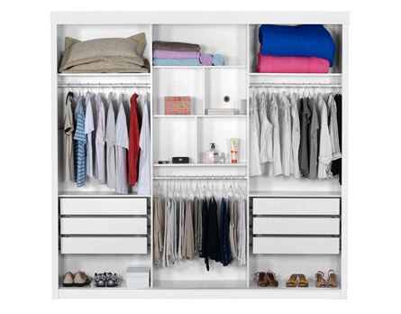 Guarda-roupa de MDF com acabamento em verniz de alto brilho - Material resistente garante maior durabilidade ao móvel